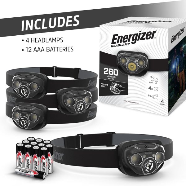 Energizer LED Headlamps PRO260 (4-Pack), IPX4 Water Resistant Headlamps, - Image 7
