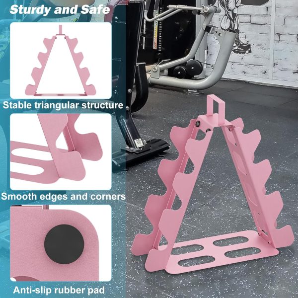 Dumbbell Rack, A-Frame Metal Dumbbell Holder with Handle, Multilevel Weight - Image 5