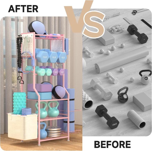 Dumbbell Rack, Home Gym Storage for Dumbbells Kettlebells Yoga Mat & - Image 8