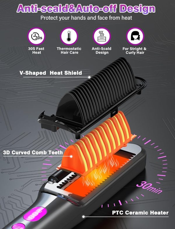 Hair Straightener Brush with Negative Ion,3 IN1 Hair Straightening Brush - Image 6