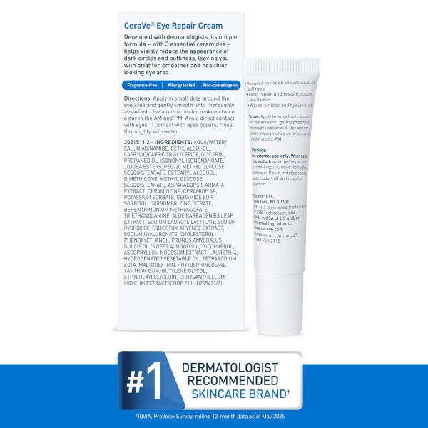 CeraVe Eye Repair Cream | Under Eye Cream For Puffiness And Bags Under Eyes - Image 7
