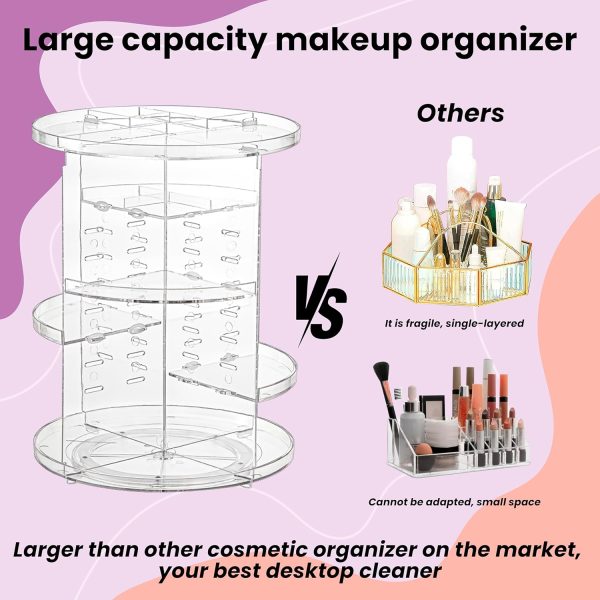 GGGI Solution - 360 Rotating Makeup Organizer Clear Acrylic Skincare and - Image 3