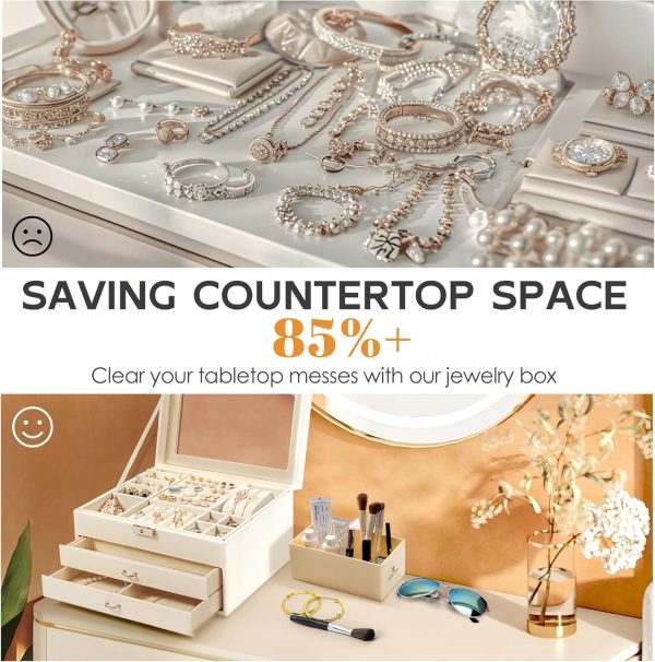 DreamGenius Jewelry Box with Security Latch, 3-Layer Glass Lid Jewelry - Image 3