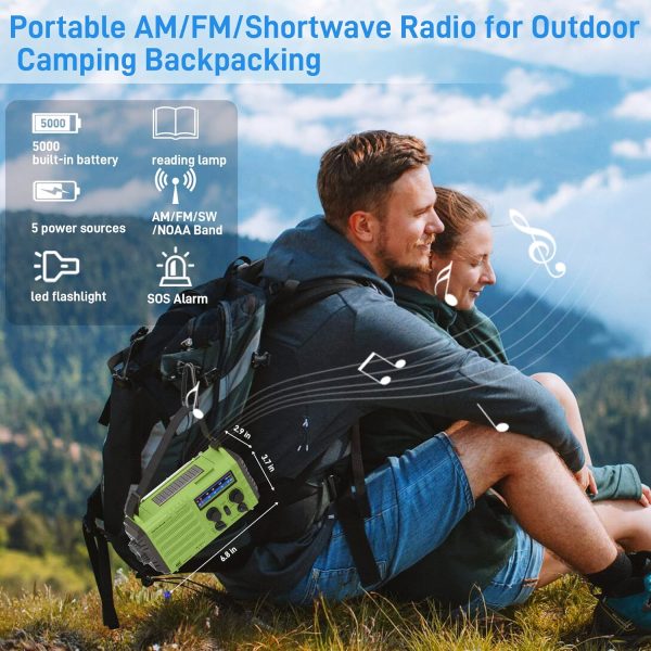 NOAA Weather Radio, Emergency Hand Crank Radio with Solar Charger, Portable - Image 6