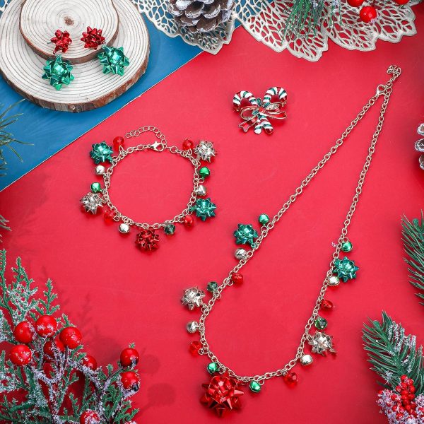 Jadive 4 Piece Christma Jewelry Set Christmas Festive Snowflake Bell - Image 7