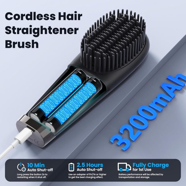 Portable Cordless Hair Straightener Brush: Wireless Ionic Hot Straightening - Image 5