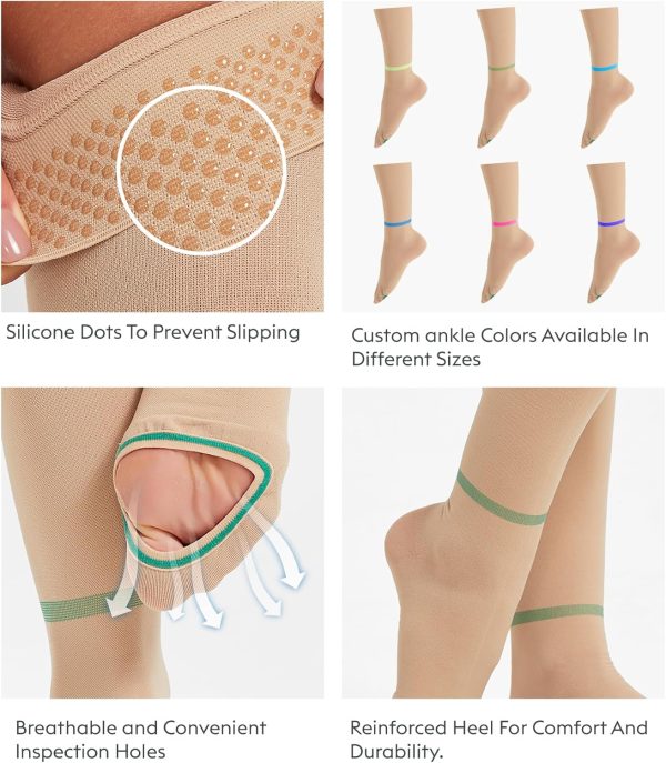 MGANG Ted Hose Thigh High Anti Embolism Compression Stockings for Women & M - Image 4
