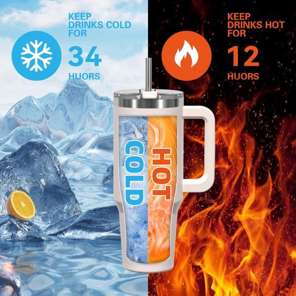 40 oz Tumbler with Handle,Tumbler with Lid and Straw,Double Wall Insulated - Image 2
