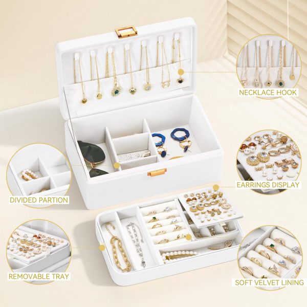 Jewelry Box for Women with Elegant Glitter Design, 2-Layer Jewelry - Image 6