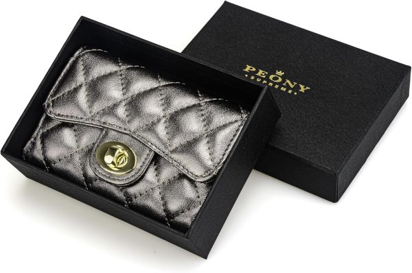 Luxury Quilted Leather Card Holder Wallet Credit Card Holder Wallet Small - Image 6