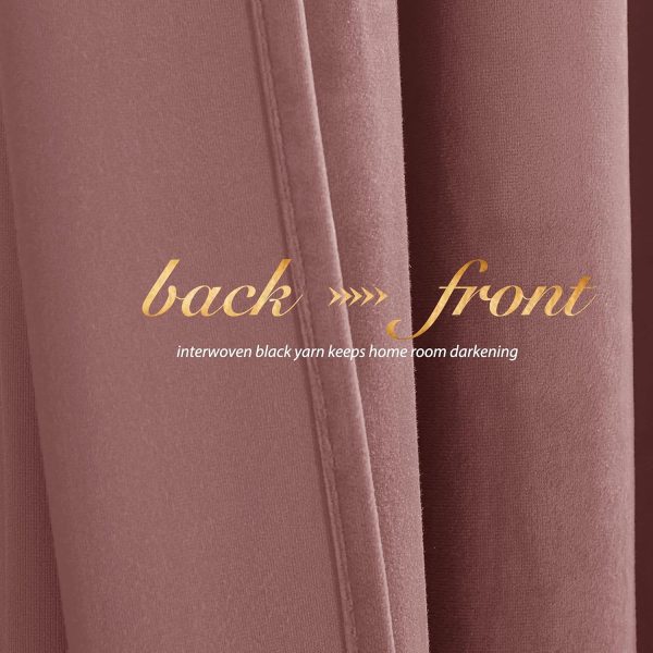 NICETOWN Wild Rose Velvet Curtains, Velvet Drapes, Media Movie Theater Room - Image 3