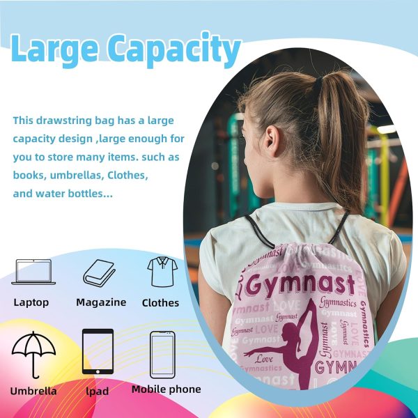 Gymnastics Drawstring Backpack Love Gymnastics Drawstring Bag Gymnastics - Image 6