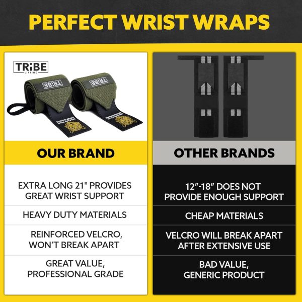 Heavy Duty Wrist Wraps and Lifting Straps - 21" Wrist Wraps for - Image 8