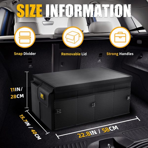MIKKUPPA Car Trunk Organizer - 65L Collapsible Trunk Organizer with Lid, - Image 2