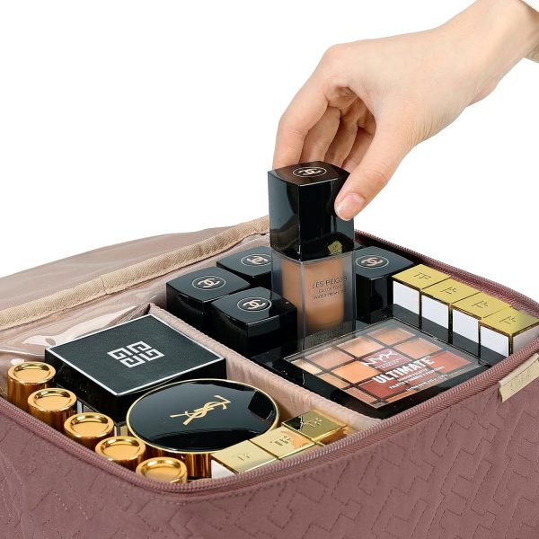 NISHEL Large Double Layer Travel Makeup Bag Women, Large Cosmetic Case, - Image 5