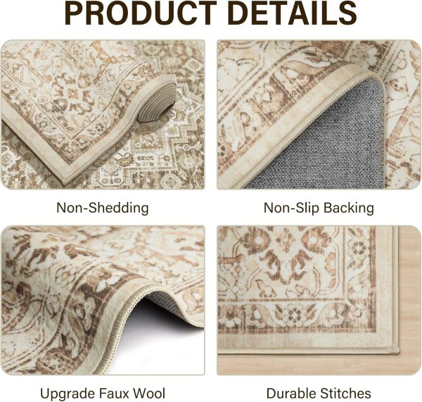 Area Rug Living Room Carpets: 6x9 Large Machine Washable Rug Boho Vintage - Image 5
