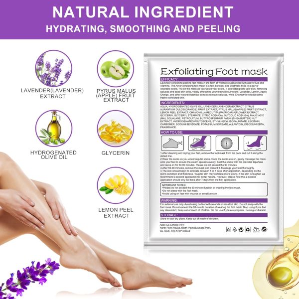 ALIVER Foot Peel Mask 3 Pack, Exfoliator Peel Off Calluses Dead Skin Callus - Image 3