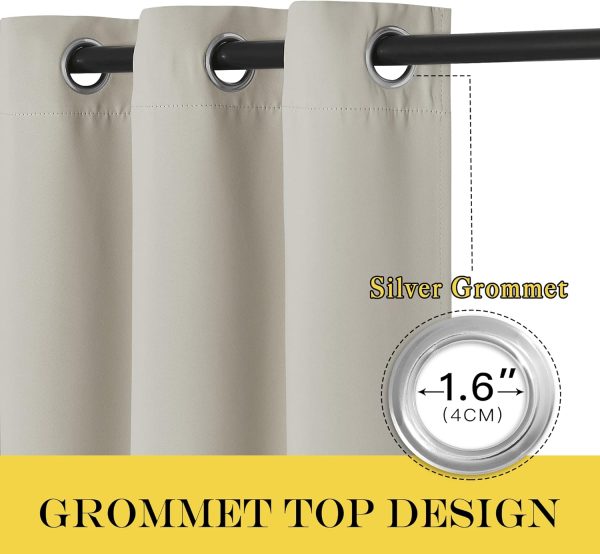 NICETOWN Blackout Natural Curtain for Living Room - Grommet Thermal - Image 2