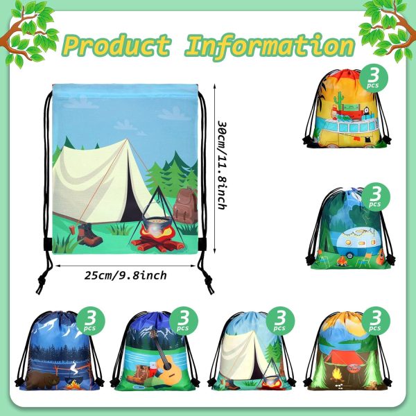 Woanger 15 Pieces Camping Party Favors Camping Adventure Drawstring Bags - Image 3