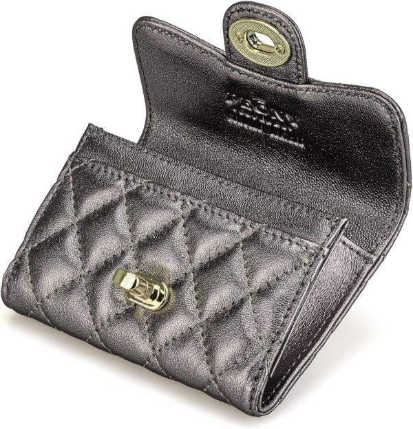 Luxury Quilted Leather Card Holder Wallet Credit Card Holder Wallet Small - Image 3