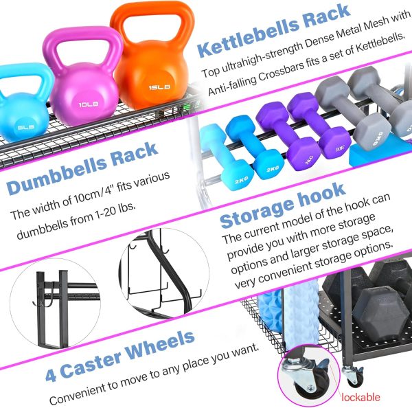 Dumbbell Rack, Yoga Mat Storage Rack - Weight Rack for Dumbbells, Home Gym - Image 4