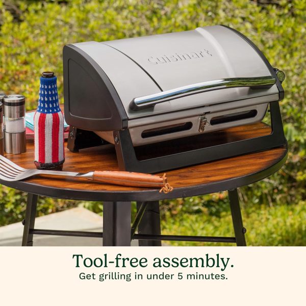 Cuisinart Grillster Portable Gas Grill, Stainless Steel Compact BBQ Grill - Image 5