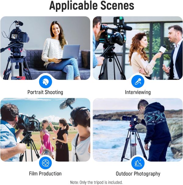 NEEWER 79"/200cm Video Tripod, Heavy Duty Aluminum Alloy Camera Tripod - Image 5