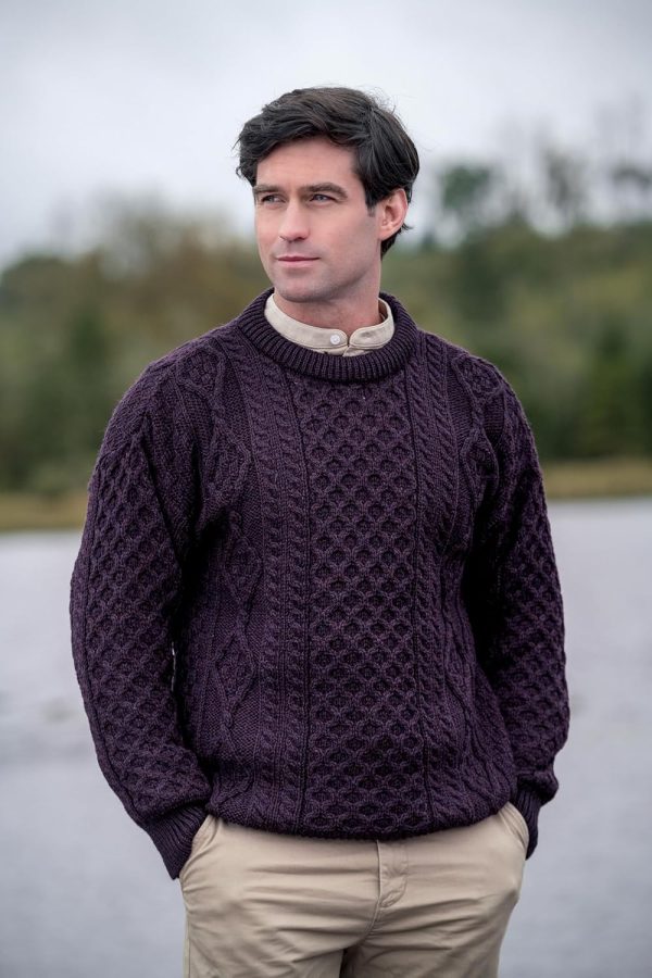 Aran Crafts Irish Soft Cable Knitted Crew Neck Unisex Sweater (100% Pure - Image 3