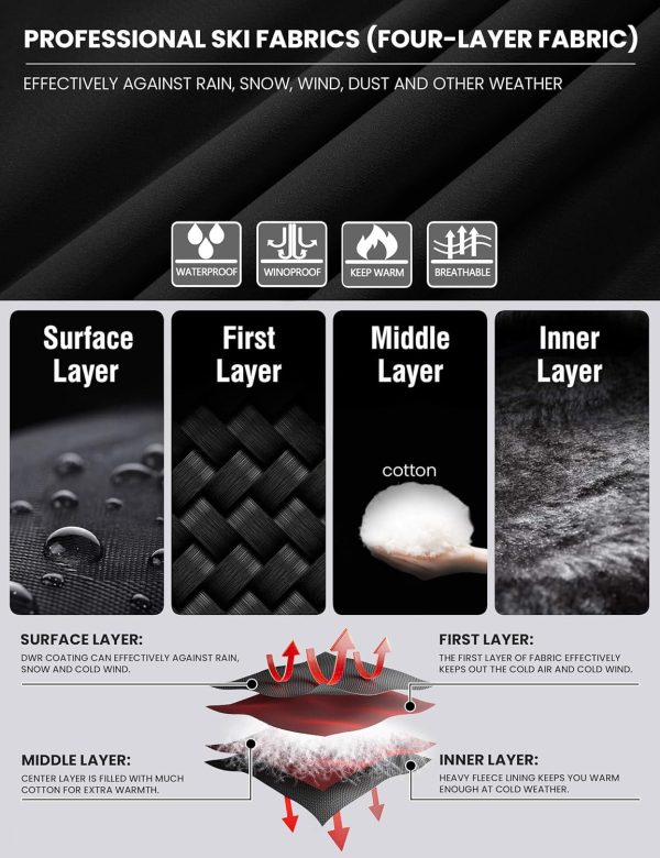 WULFUL Men's Waterproof Ski Jacket Warm Winter Snow Coat Mountain - Image 4