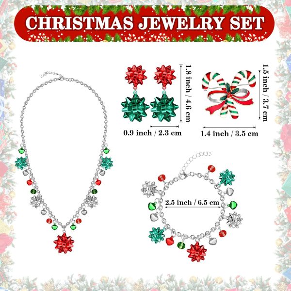 Jadive 4 Piece Christma Jewelry Set Christmas Festive Snowflake Bell - Image 2