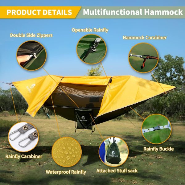 Camping Hammock with Mosquito Net and Rain Fly Cover Portable Lightweight - Image 4
