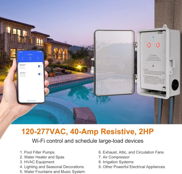 Suraielec WiFi Pool Timer, 120/277V Individual Switches Pool Pump Timer, 40 - Image 6