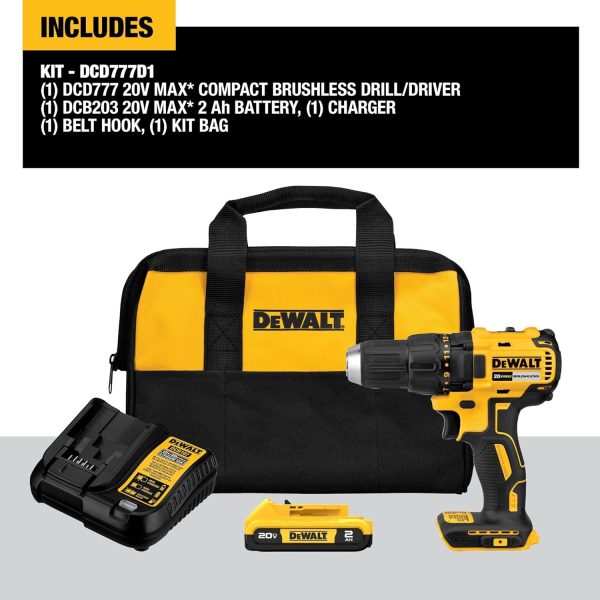 DEWALT 20V MAX Cordless Drill Driver, 1/2 Inch, 2 Speed, XR 2.0 Ah Battery - Image 2