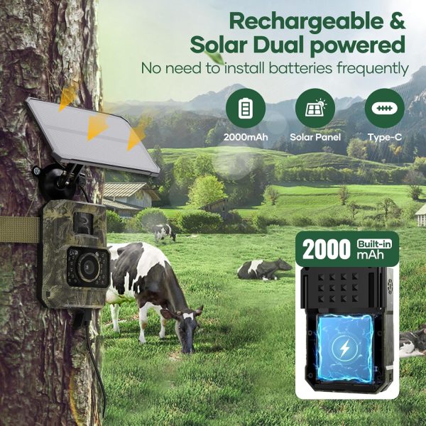 Solar Trail Camera 48MP 30FPS, WiFi Bluetooth Game Camera with Motion - Image 6