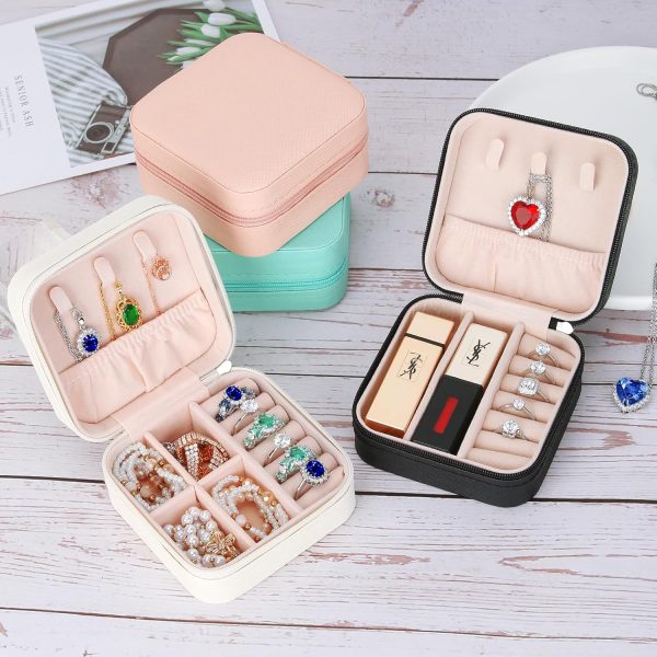 LETURE PU Leather Small Jewelry Box, Travel Portable Jewelry Case for Ring, - Image 6