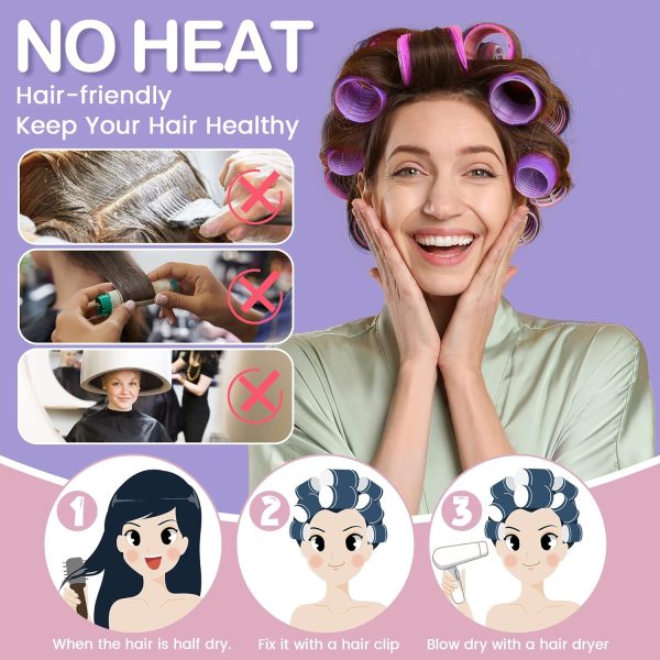 33 Piece Hair Rollers set, Self Grip Hair Rollers for Long Medium Short - Image 6