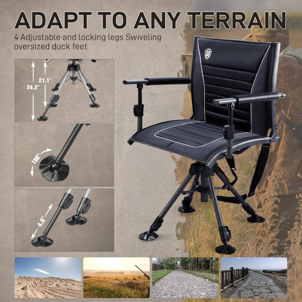EVER ADVANCED 360° Silent Swivel Hunting Chair for Blinds, Adjustable - Image 4