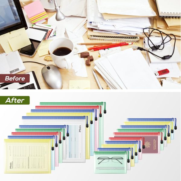 Mesh Zipper Pouch, 20PCS Waterproof Zipper Bags 4 Sizes 5 Colors Document - Image 5