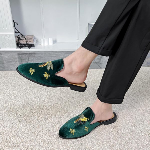 YYQL Mens Slippers with Arch Support Embroidered Leather Sandals for Men - Image 3