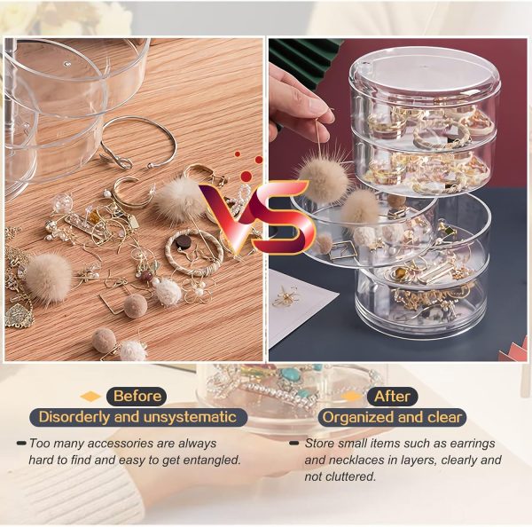 5 Layers Jewelry Organizer Storage Box, FODIENS Rotatable Hair Tie - Image 6