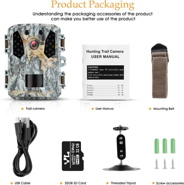 Hawkray 2 Pack Trail Camera 20MP 1080P，Free 32G Micro SD Card and 8AA - Image 7