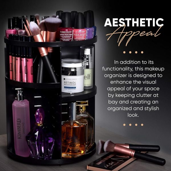 360 Rotating Makeup Organizer - Adjustable Shelf Height and Fully - Image 6