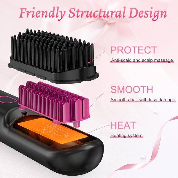 Cordless Hair Straightener Brush - 20 Million Anion Hair Straightener Brush - Image 2