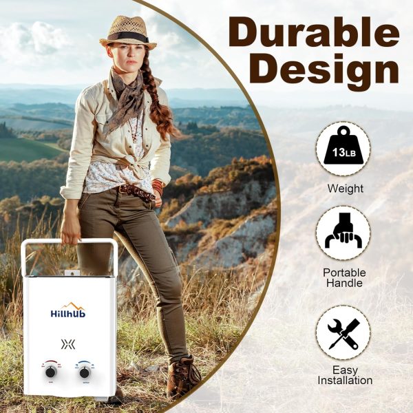 Portable Propane Tankless 34,000BTU Water Heater, 1.32GPM Outdoor Shower - Image 2