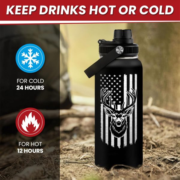 Hunting Water Bottle 32oz - I'd Rather Be Hunting Stainless Steel Insulated - Image 3