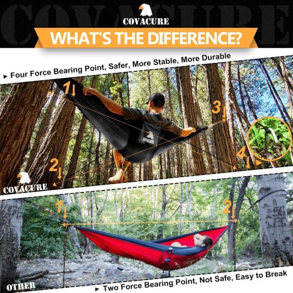 Covacure Camping Hammock - Lightweight Double Hammock, Hold Up to 772lbs, - Image 3