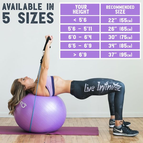 Live Infinitely Exercise Ball (55cm-95cm) Extra Thick Professional Grade - Image 8