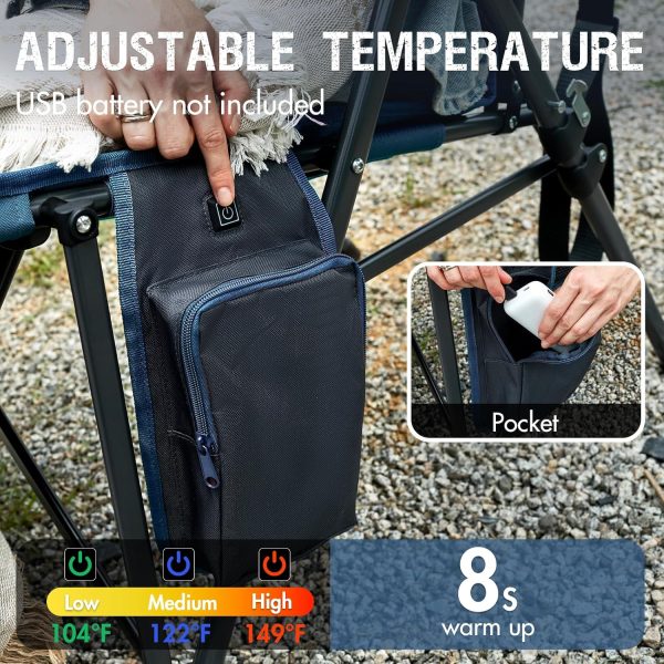 PORTAL Heated Camping Chairs for Adults Outdoor Sports Oversized Folding - Image 5