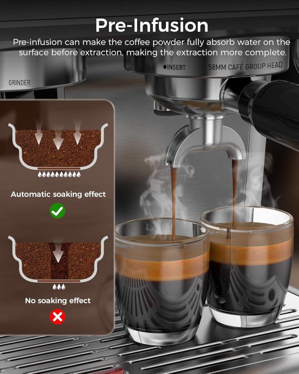 COWSAR Espresso Machine 15 Bar, Semi-Automatic Espresso Maker with Bean - Image 3