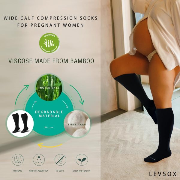 LEVSOX Wide Calf Compression Socks for Women&Men Plus Size 15-20mmHg Knee - Image 3